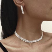 Großhandel Mode Geometrische Zirkon Kupfer Halskette Ohrring Set Nihaojewelry sku image 4