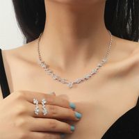 Wholesale Fashion Geometric Zircon Copper Necklace Earring Set Nihaojewelry sku image 8