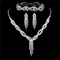 Fashion Water Droplets Alloy Inlay Rhinestones Women's Bracelets Earrings Necklace sku image 22