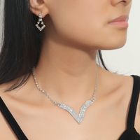 Großhandel Mode Geometrische Zirkon Kupfer Halskette Ohrring Set Nihaojewelry sku image 2