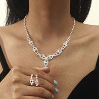 Wholesale Fashion Geometric Zircon Copper Necklace Earring Set Nihaojewelry sku image 15