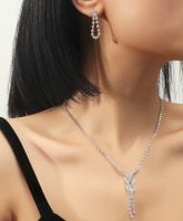 Großhandel Mode Geometrische Zirkon Kupfer Halskette Ohrring Set Nihaojewelry sku image 16