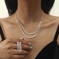 Wholesale Fashion Geometric Zircon Copper Necklace Earring Set Nihaojewelry sku image 1