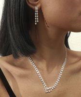 Großhandel Mode Geometrische Zirkon Kupfer Halskette Ohrring Set Nihaojewelry sku image 3