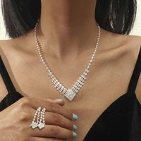 Großhandel Mode Geometrische Zirkon Kupfer Halskette Ohrring Set Nihaojewelry sku image 5