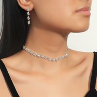Großhandel Mode Geometrische Zirkon Kupfer Halskette Ohrring Set Nihaojewelry sku image 6