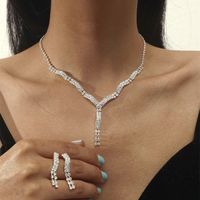Großhandel Mode Geometrische Zirkon Kupfer Halskette Ohrring Set Nihaojewelry sku image 19