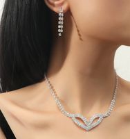 Wholesale Fashion Geometric Zircon Copper Necklace Earring Set Nihaojewelry sku image 12