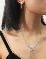 Großhandel Mode Geometrische Zirkon Kupfer Halskette Ohrring Set Nihaojewelry sku image 17