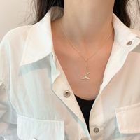 1 Piece Fashion Round Heart Shape Fish Tail Alloy Beaded Plating Inlay Pearl Zircon Women's Pendant Necklace sku image 33