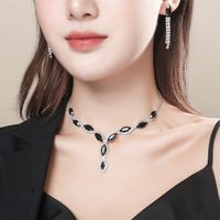 Fashion Colorful Jewelry Dress Accessories Simple Crystal Necklace Set sku image 1