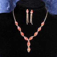 Fashion Woven Rhinestone Clavicle Bridal Jewelry Necklace And Earrings Set sku image 4