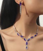 Fashion Colorful Jewelry Dress Accessories Simple Crystal Necklace Set sku image 10