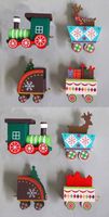 Cartoon Christmas Track Train Wooden Decorative Truck Toy 1 Set sku image 2