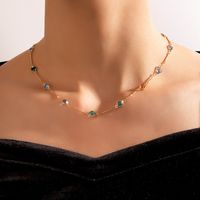 Nueva Joyería De Moda Simple Collar De Una Sola Capa De Aleación De Diamantes De Imitación Verde sku image 2