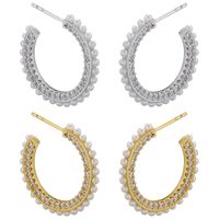 Fashion Geometric Copper Plating Artificial Pearls Zircon Earrings 1 Pair main image 1