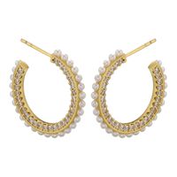 Fashion Geometric Copper Plating Artificial Pearls Zircon Earrings 1 Pair sku image 1