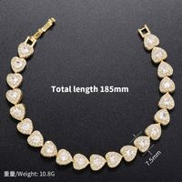 Fashion Heart Shape Brass Plating Zircon Bracelets 1 Piece main image 3