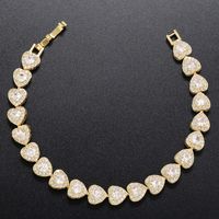Fashion Heart Shape Brass Plating Zircon Bracelets 1 Piece sku image 1