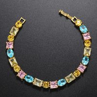Glam Geometric Copper Gold Plated Zircon Women's Bracelets Necklace sku image 1