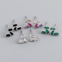 Simple Style Geometric Sterling Silver Inlaid Zircon Ear Studs 1 Pair main image 4