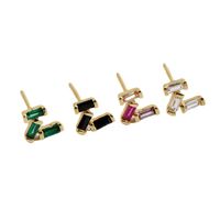 Simple Style Geometric Sterling Silver Inlaid Zircon Ear Studs 1 Pair main image 3