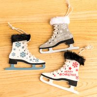 Christmas Retro Letter Skates Snowflake Wood Party Hanging Ornaments 1 Piece main image 1