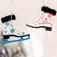 Christmas Retro Letter Skates Snowflake Wood Party Hanging Ornaments 1 Piece main image 4