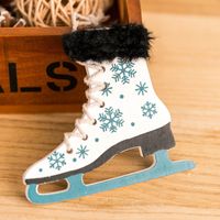 Christmas Retro Letter Skates Snowflake Wood Party Hanging Ornaments 1 Piece sku image 1