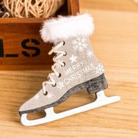Christmas Retro Letter Skates Snowflake Wood Party Hanging Ornaments 1 Piece sku image 2