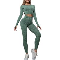Sports Solid Color Nylon Round Neck Tracksuit Tops Tapered Pants main image 4