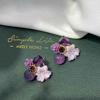 Retro Heart Shape Flower Alloy Plating Inlay Artificial Gemstones Pearl Women's Ear Clips 1 Pair sku image 31