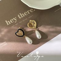 Retro Heart Shape Flower Alloy Plating Inlay Artificial Gemstones Pearl Women's Ear Clips 1 Pair sku image 30