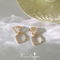 Retro Heart Shape Flower Alloy Plating Inlay Artificial Gemstones Pearl Women's Ear Clips 1 Pair sku image 41