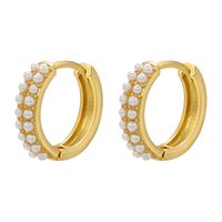 Mode Geometrisch Messing Inlay Künstliche Perlen Ohrringe 1 Paar main image 5