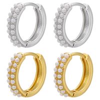 Mode Geometrisch Messing Inlay Künstliche Perlen Ohrringe 1 Paar main image 4