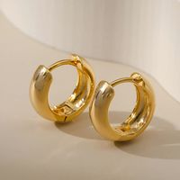 Fashion Round Copper Gold Plated Hoop Earrings 1 Pair main image 1