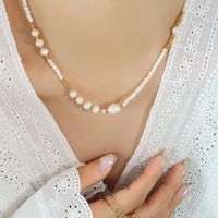 Einfacher Stil Geometrisch Perle Titan Stahl Halskette 1 Stück sku image 1
