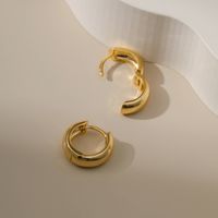 Fashion Round Copper Gold Plated Hoop Earrings 1 Pair main image 5