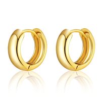 Fashion Round Copper Gold Plated Hoop Earrings 1 Pair sku image 1
