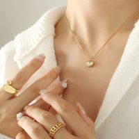 Wholesale Elegant Heart Shape Titanium Steel Inlay Shell Bracelets Earrings Necklace main image 4