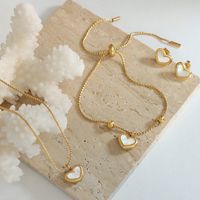 Wholesale Elegant Heart Shape Titanium Steel Inlay Shell Bracelets Earrings Necklace main image 1