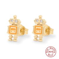 1 Pair Cute Simple Style Cartoon Plating Sterling Silver Zircon Ear Studs sku image 6