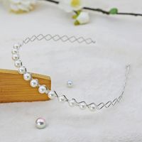 Fashion Flower Metal Inlay Artificial Pearls Artificial Diamond Hair Band 1 Piece sku image 37