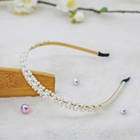 Fashion Flower Metal Inlay Artificial Pearls Artificial Diamond Hair Band 1 Piece sku image 72