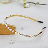 Mode Blume Metall Inlay Künstliche Perlen Künstlicher Diamant Haarband 1 Stück sku image 41