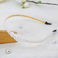Fashion Flower Metal Inlay Artificial Pearls Artificial Diamond Hair Band 1 Piece sku image 18