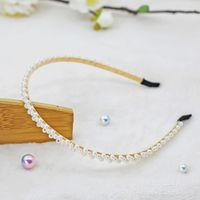 Fashion Flower Metal Inlay Artificial Pearls Artificial Diamond Hair Band 1 Piece sku image 24