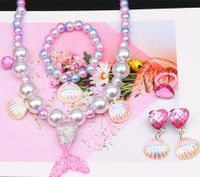 Fashion Fish Tail Resin Beaded Girl's Pendant Necklace 1 Set sku image 5