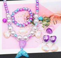 Fashion Fish Tail Resin Beaded Girl's Pendant Necklace 1 Set sku image 6